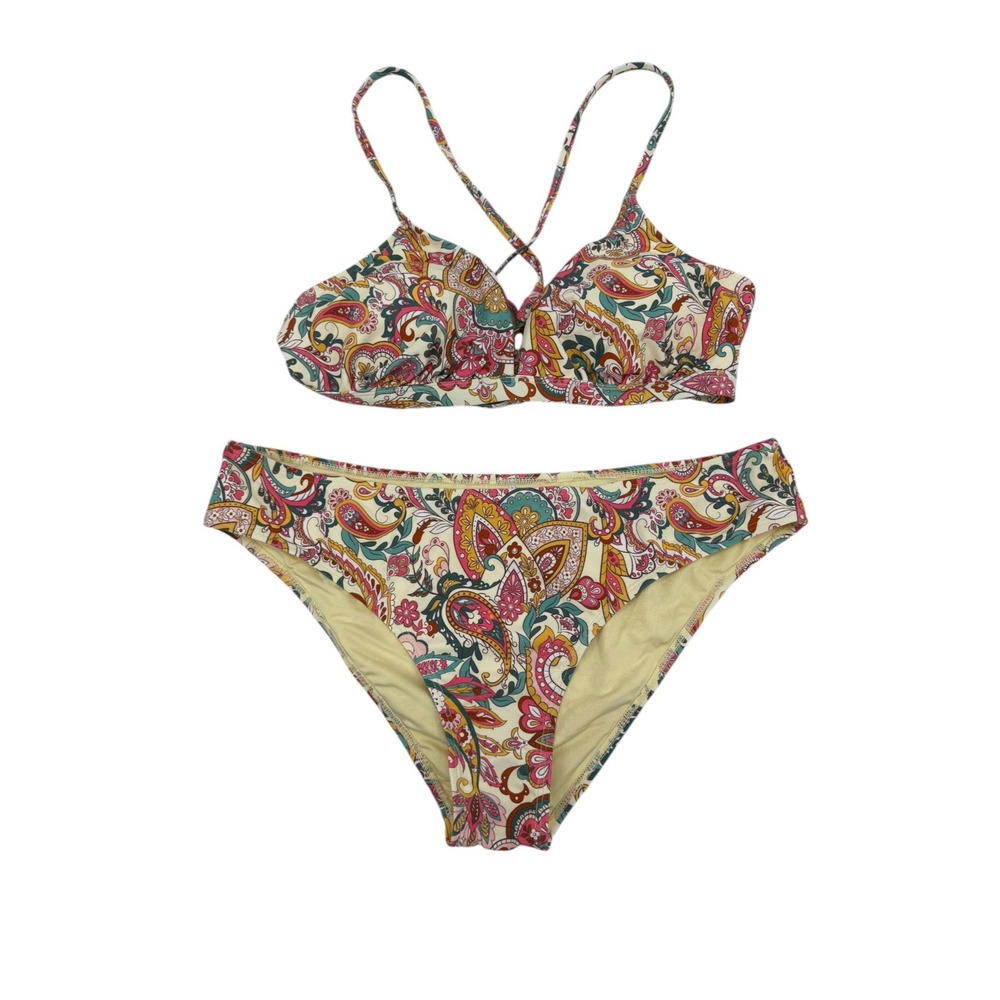 Cupshe Two Piece Yellow Paisley Bikini XL NWT
